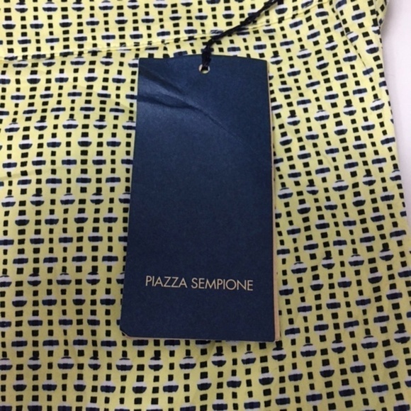 PIAZZA Sempione Brigitte Pants Trousers Cropped Capri Yellow Navy Multi Print - Picture 9 of 13